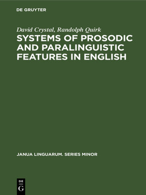 cover image of Systems of Prosodic and Paralinguistic Features in English